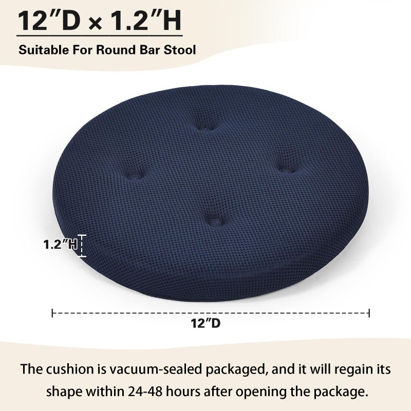 baibu Stool Covers Round, Super Breathable Round Bar Stool Cover Seat Cushion Navy Blue 12" - One Cushion Only - Image 2